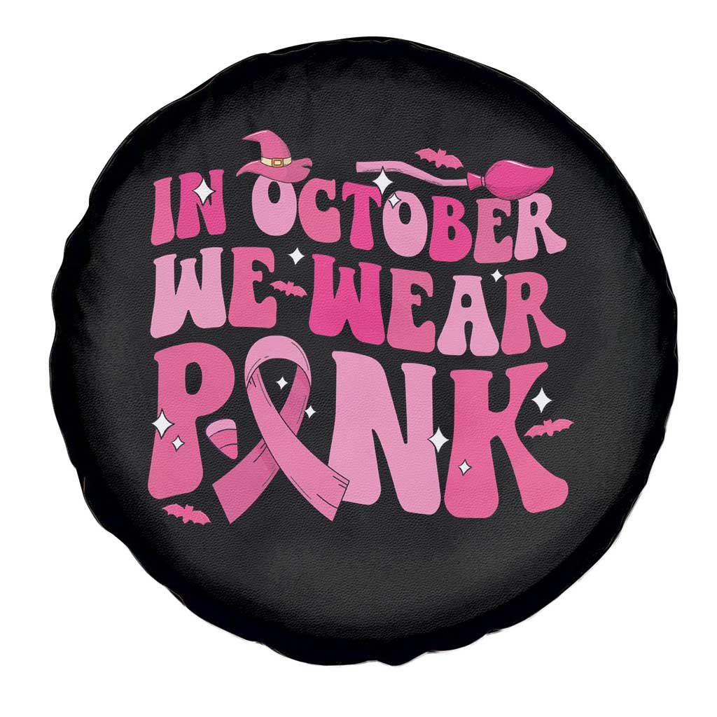 Witch Breast Cancer Spare Tire Cover In October We Wear Pink Ribbon Halloween Vibe