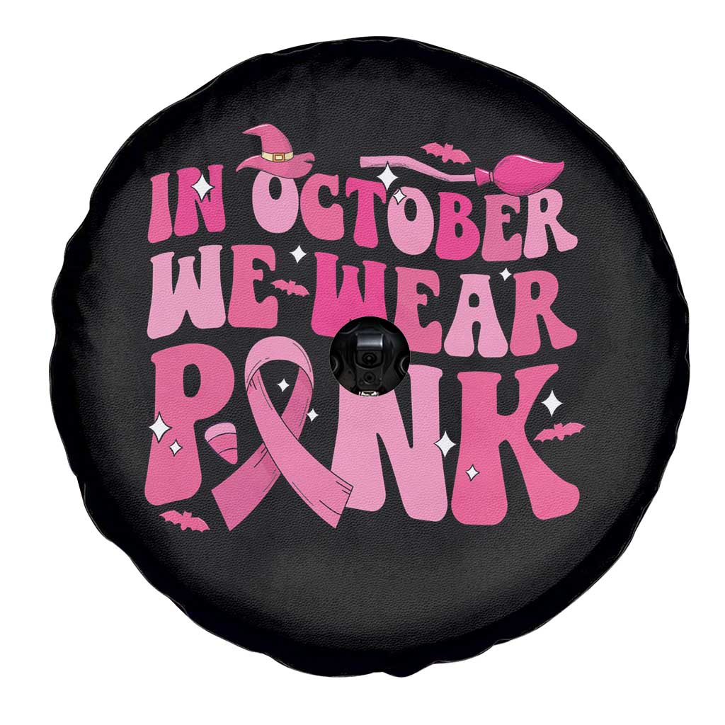Witch Breast Cancer Spare Tire Cover In October We Wear Pink Ribbon Halloween Vibe