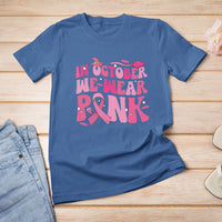 Breast Cancer Witch T Shirt In October We Wear Pink Ribbon Witch Halloween Breast Cancer Awareness - Wonder Print Shop