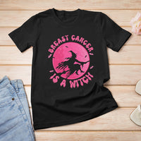 Breast Cancer Witch T Shirt Breast Cancer Is A Witch Pink Ribbon Support Halloween Witch - Wonder Print Shop