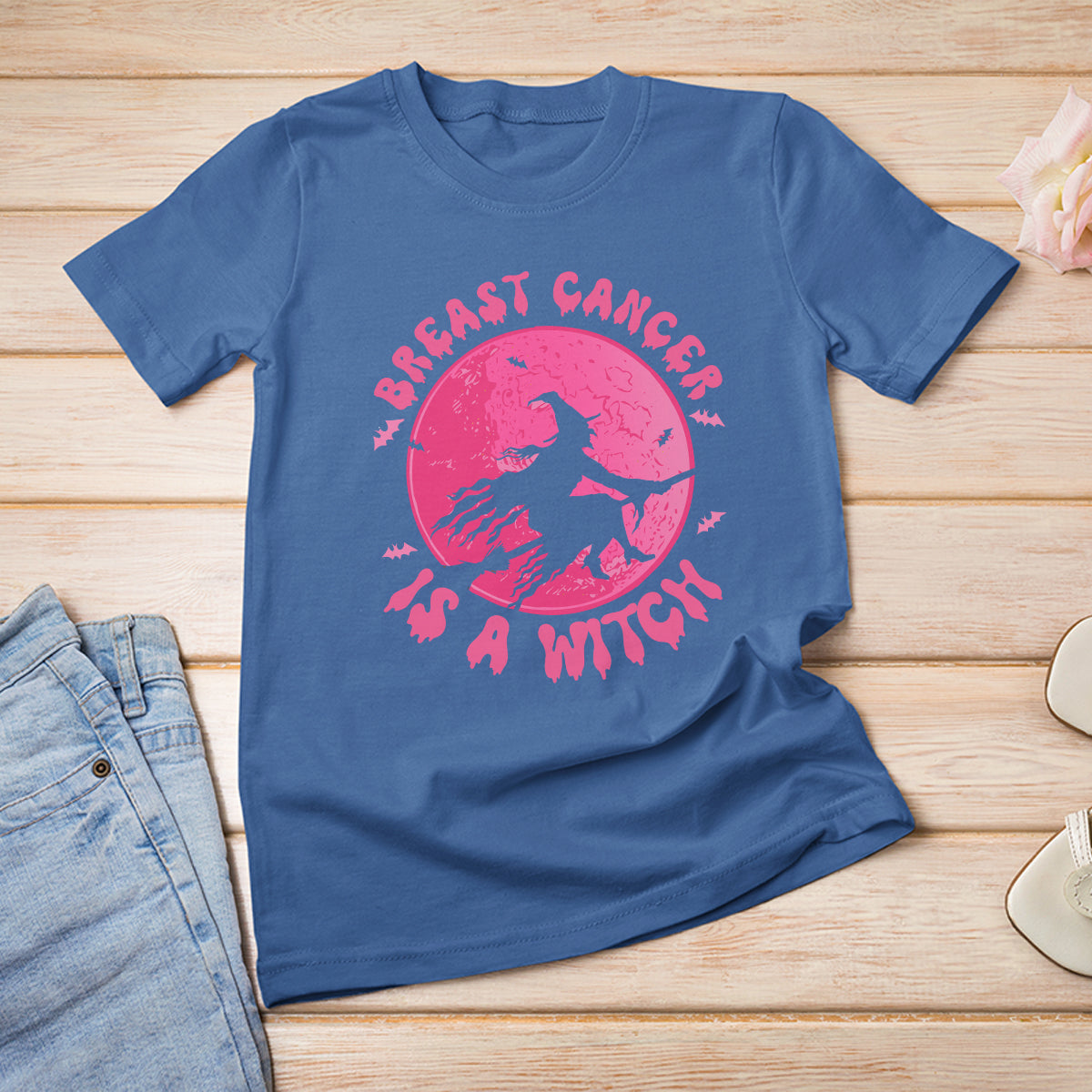 Breast Cancer Witch T Shirt Breast Cancer Is A Witch Pink Ribbon Support Halloween Witch - Wonder Print Shop