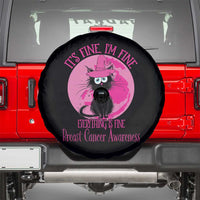 Breast Cancer Black Cat Spare Tire Cover It's Fine I'm Fine Everything's Fine Warrior