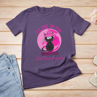 Breast Cancer Cat T Shirt It's Fine I'm Fine Everything's Fine Black Cat Breast Cancer Warrior - Wonder Print Shop