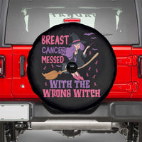 Breast Cancer Messed With Wrong Witch Spare Tire Cover Riding Stick Pink Ribbon Halloween Spooky Vibe
