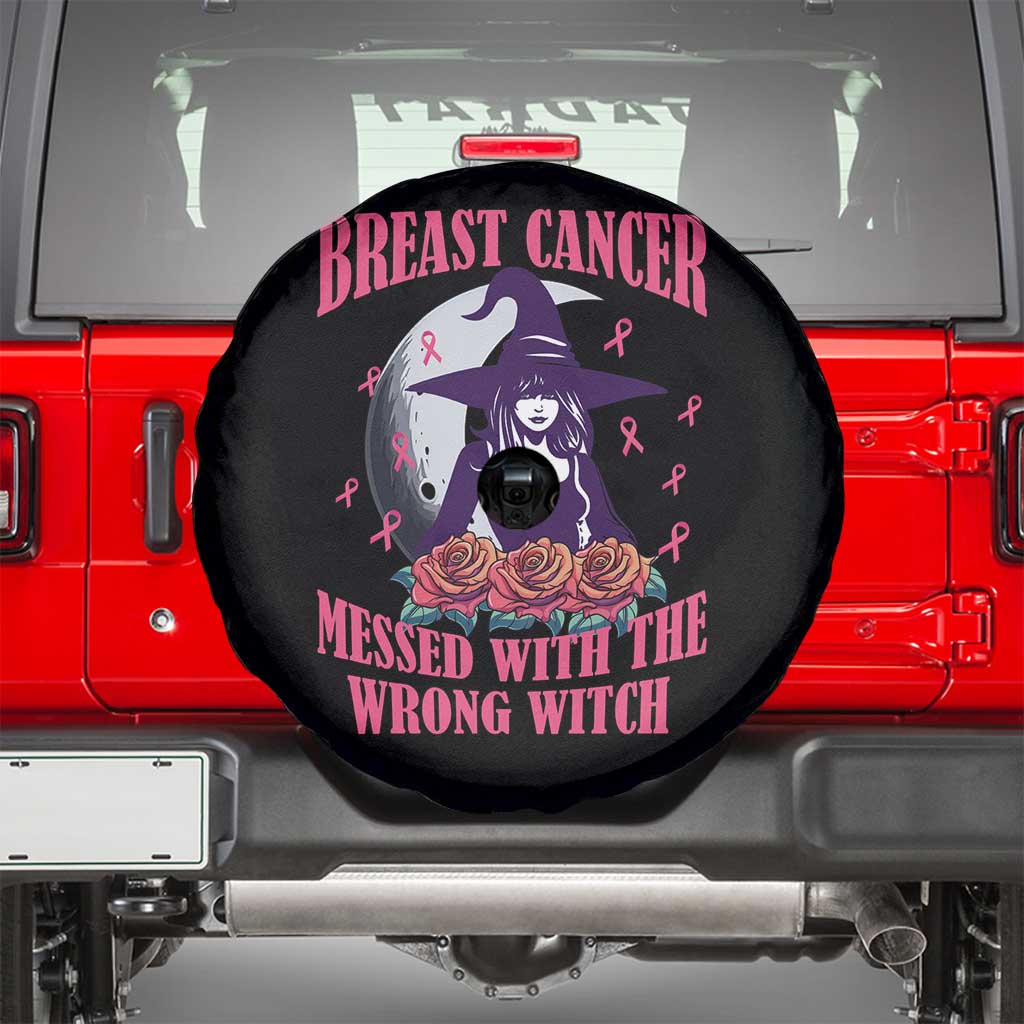 Breast Cancer Messed With Wrong Witch Spare Tire Cover Pink Ribbon Halloween Vibe