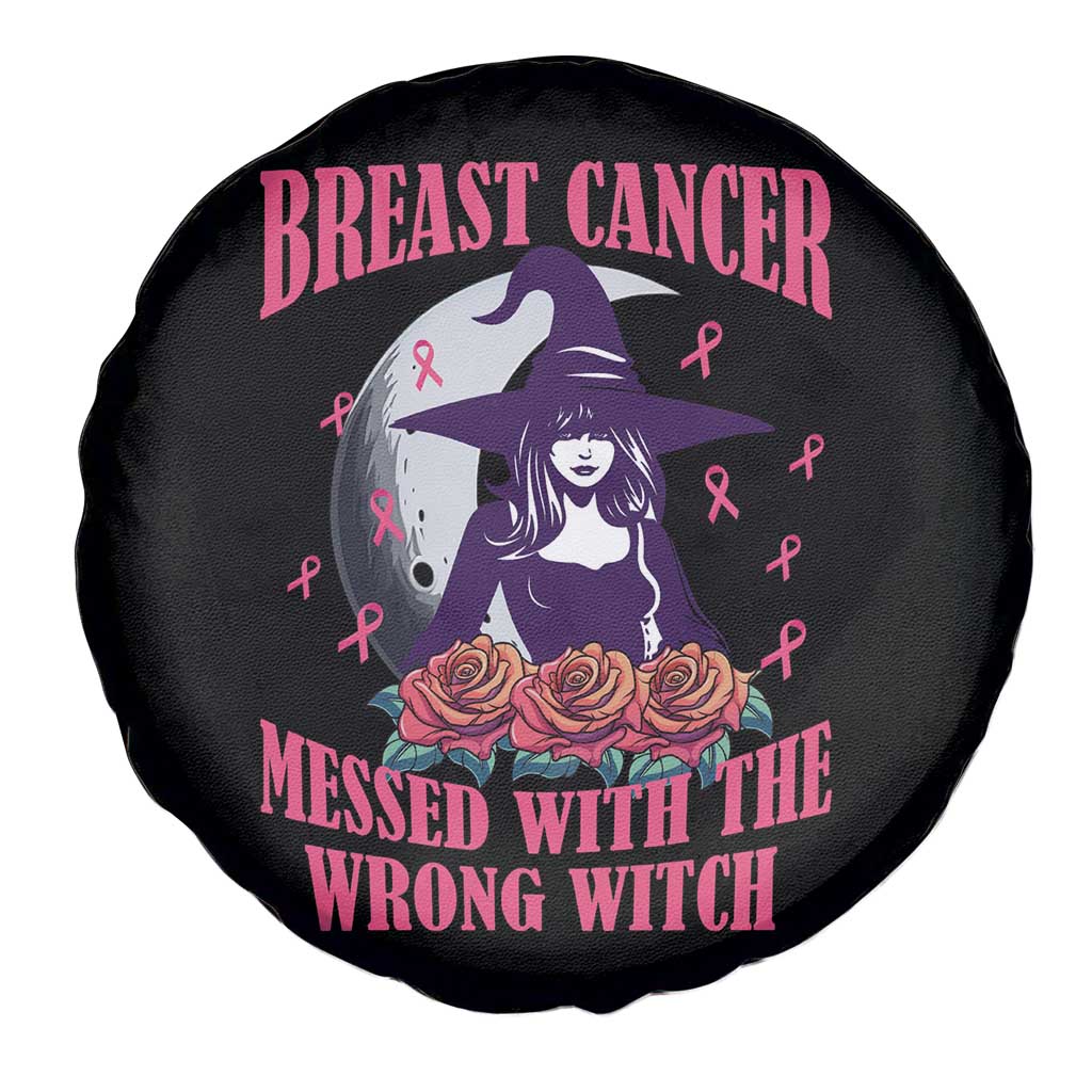 Breast Cancer Messed With Wrong Witch Spare Tire Cover Pink Ribbon Halloween Vibe