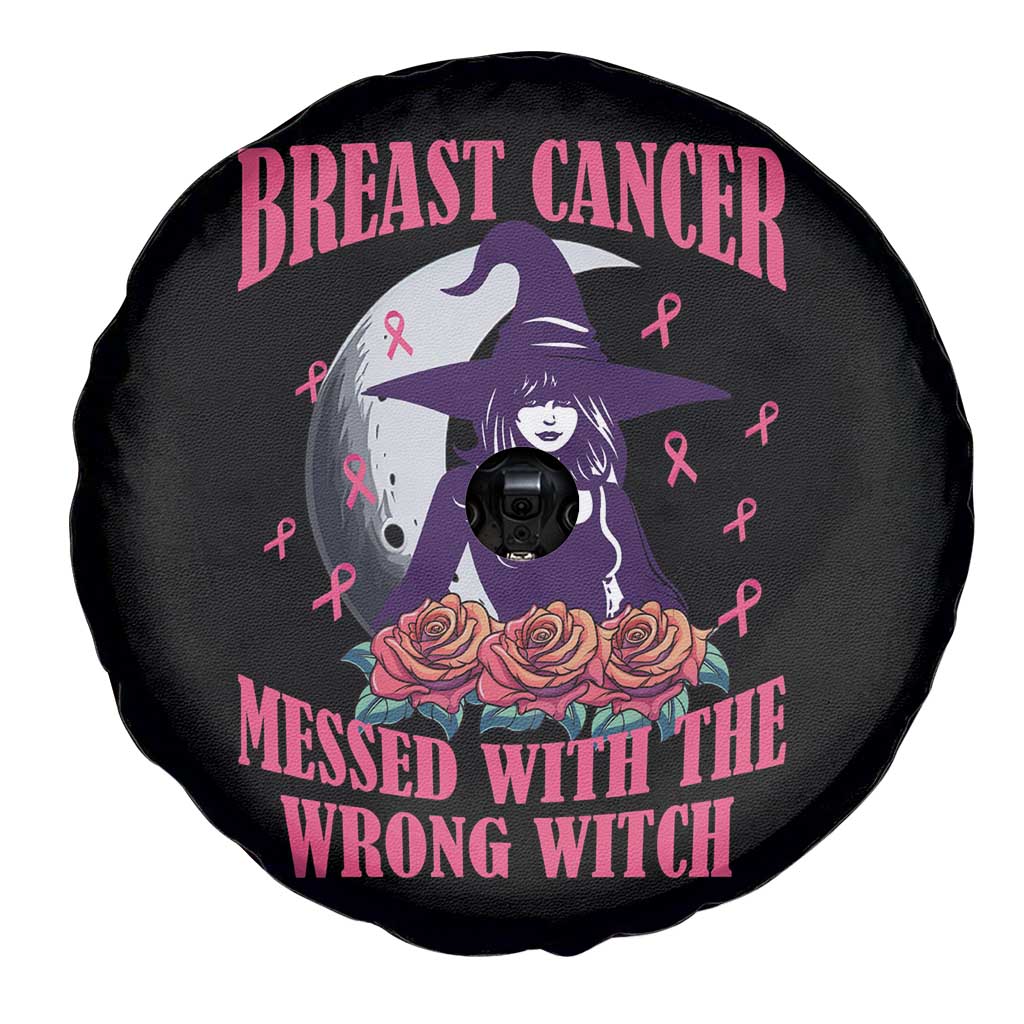 Breast Cancer Messed With Wrong Witch Spare Tire Cover Pink Ribbon Halloween Vibe