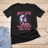 Breast Cancer Witch T Shirt Breast Cancer Messed With Wrong Witch Pink Ribbon Halloween Witch - Wonder Print Shop