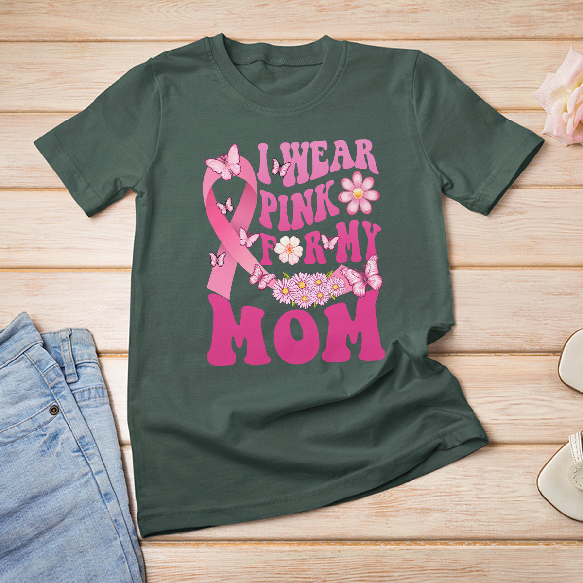 Breast Cancer Awareness T Shirt I Wear Pink For My Mom Mama Breast Cancer Warrior Survivor - Wonder Print Shop