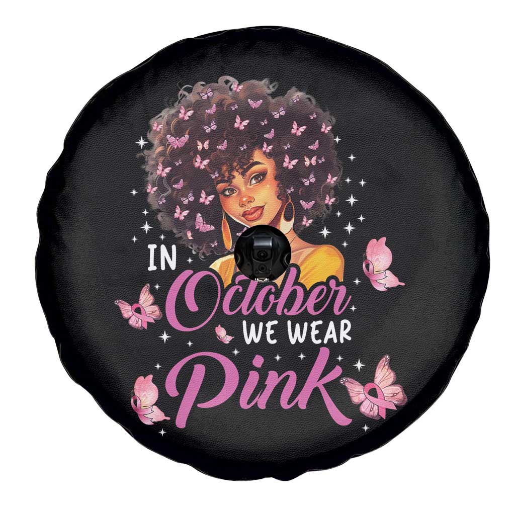 Breast Cancer Awareness Spare Tire Cover In October We Wear Pink Ribbon Black Afro Women