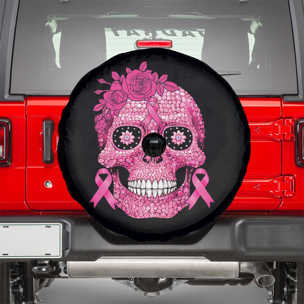 Breast Cancer Sugar Skull Spare Tire Cover Pink Ribbon Support Squad