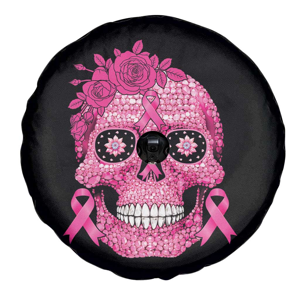 Breast Cancer Sugar Skull Spare Tire Cover Pink Ribbon Support Squad