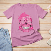 Sugar Skull Breast Cancer T Shirt Pink Ribbon Support Squad Breast Cancer Warrior Girls Women - Wonder Print Shop