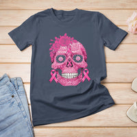 Sugar Skull Breast Cancer T Shirt Pink Ribbon Support Squad Breast Cancer Warrior Girls Women - Wonder Print Shop