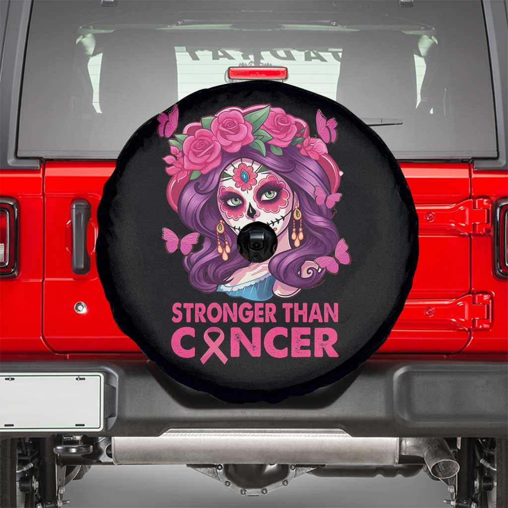 Breast Cancer Warrior Chingona Spare Tire Cover Mexican Pink Ribbon Stronger Than Breast Cancer