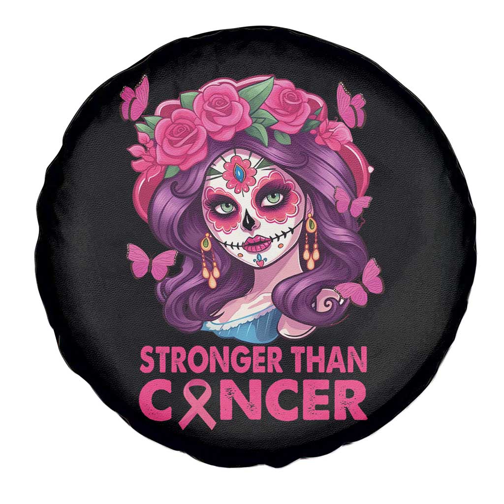 Breast Cancer Warrior Chingona Spare Tire Cover Mexican Pink Ribbon Stronger Than Breast Cancer