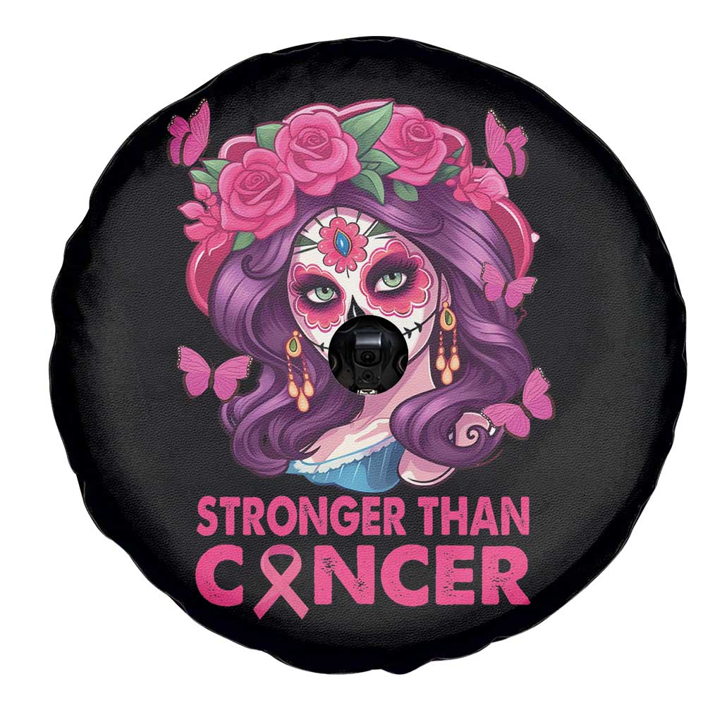 Breast Cancer Warrior Chingona Spare Tire Cover Mexican Pink Ribbon Stronger Than Breast Cancer