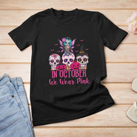 Skull Breast Cancer T Shirt In October We Wear Pink Support Squad Breast Cancer Warrior Survivor - Wonder Print Shop