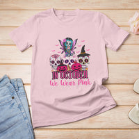 Skull Breast Cancer T Shirt In October We Wear Pink Support Squad Breast Cancer Warrior Survivor - Wonder Print Shop