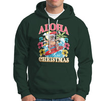 Aloha Hawaiian Christmas Mele Kalikimaka Tropical Xmas Surfing Santa Hoodie - Wonder Print Shop