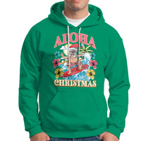 Aloha Hawaiian Christmas Mele Kalikimaka Tropical Xmas Surfing Santa Hoodie - Wonder Print Shop