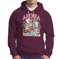 Aloha Hawaiian Christmas Mele Kalikimaka Tropical Xmas Surfing Santa Hoodie - Wonder Print Shop