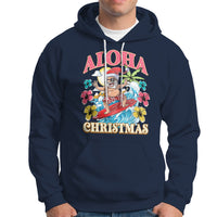 Aloha Hawaiian Christmas Mele Kalikimaka Tropical Xmas Surfing Santa Hoodie - Wonder Print Shop