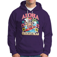 Aloha Hawaiian Christmas Mele Kalikimaka Tropical Xmas Surfing Santa Hoodie - Wonder Print Shop