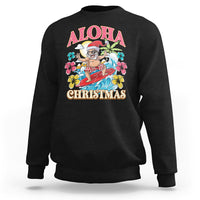 Aloha Hawaiian Christmas Mele Kalikimaka Tropical Xmas Surfing Santa Sweatshirt - Wonder Print Shop