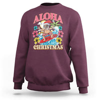 Aloha Hawaiian Christmas Mele Kalikimaka Tropical Xmas Surfing Santa Sweatshirt - Wonder Print Shop