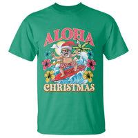 Aloha Hawaiian Christmas Mele Kalikimaka Tropical Xmas Surfing Santa T Shirt - Wonder Print Shop