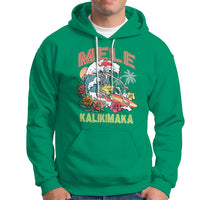 Mele Kalikimaka Hawaiian Christmas Tropical Xmas Surfing Skeleton Hoodie - Wonder Print Shop