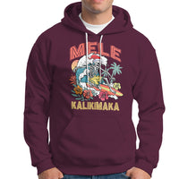 Mele Kalikimaka Hawaiian Christmas Tropical Xmas Surfing Skeleton Hoodie - Wonder Print Shop
