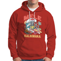 Mele Kalikimaka Hawaiian Christmas Tropical Xmas Surfing Skeleton Hoodie - Wonder Print Shop