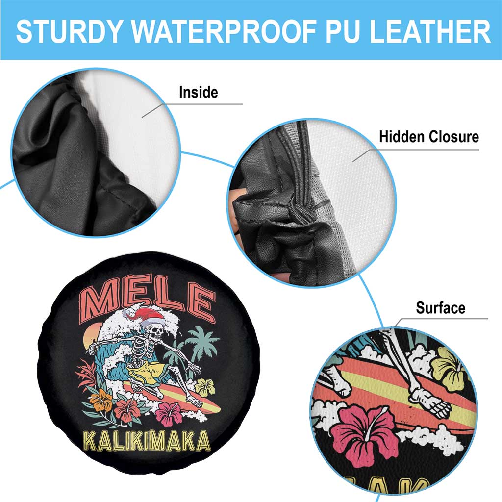 Hawaiian Christmas Surfing Skeleton Spare Tire Cover Mele Kalikimaka Tropical Xmas in Hawaii
