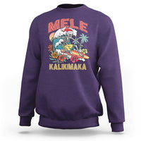 Mele Kalikimaka Hawaiian Christmas Tropical Xmas Surfing Skeleton Sweatshirt - Wonder Print Shop