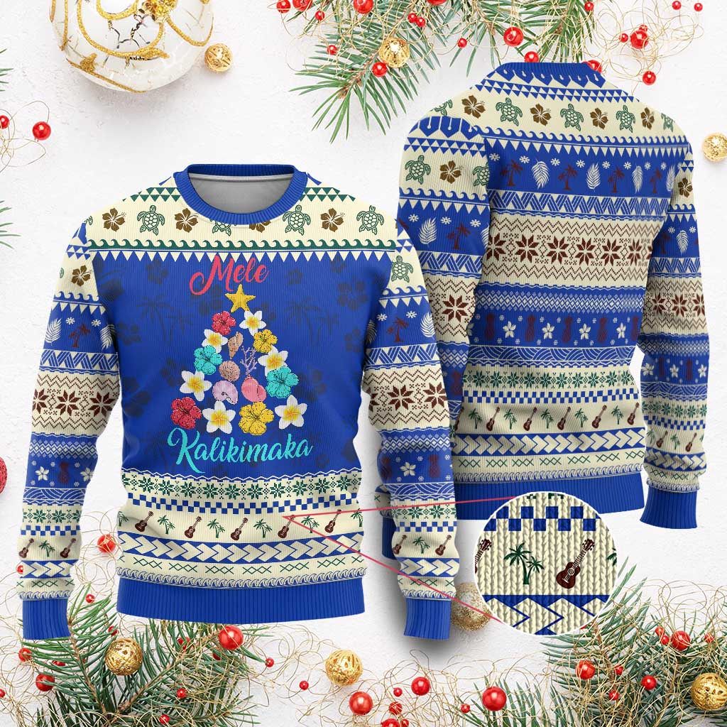 Xmas in Hawaii Ugly Christmas Sweater Mele Kalikimaka Hawaiian Tropical Flowers - Wonder Print Shop
