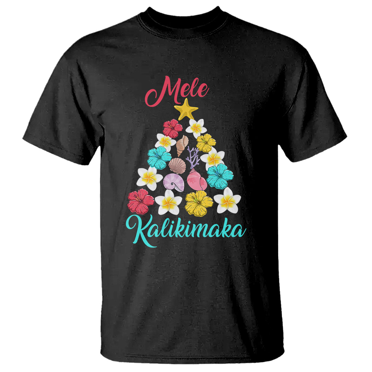 Tropical Island Hawaii Flowers Christmas Tree Mele Kalikimaka T Shirt - Wonder Print Shop