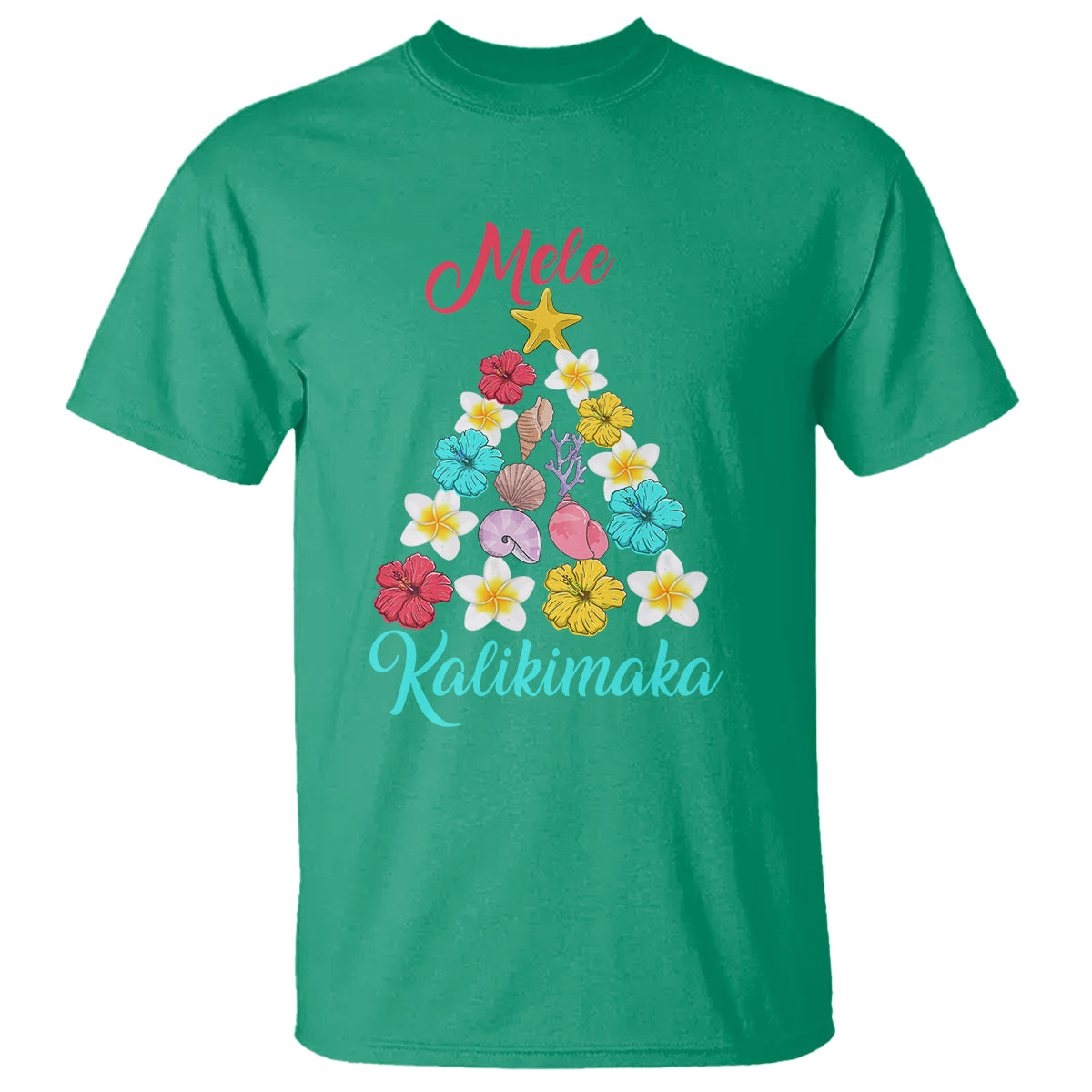 Tropical Island Hawaii Flowers Christmas Tree Mele Kalikimaka T Shirt - Wonder Print Shop