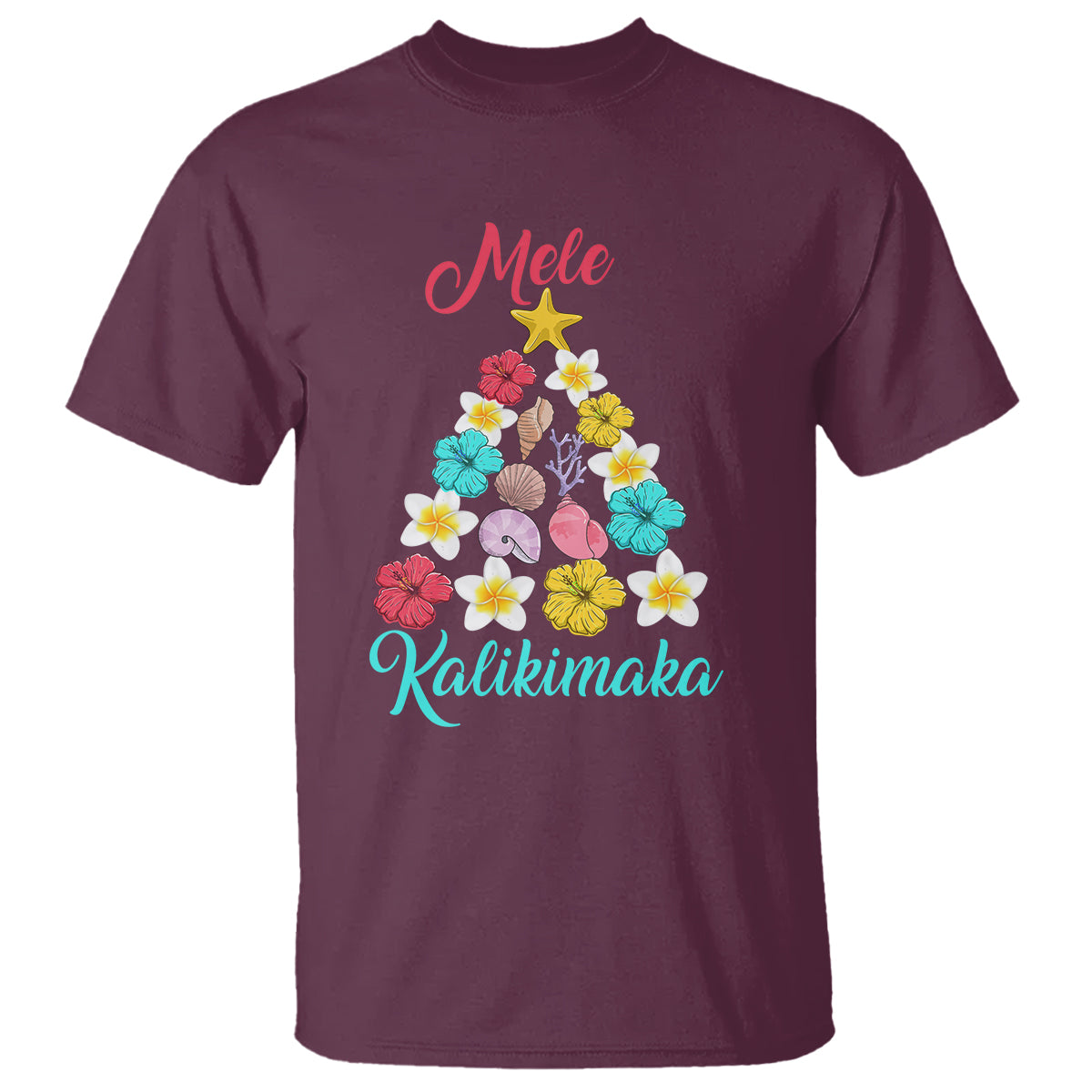 Tropical Island Hawaii Flowers Christmas Tree Mele Kalikimaka T Shirt - Wonder Print Shop