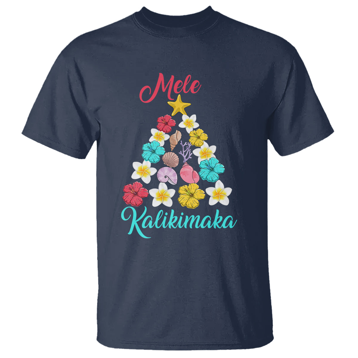 Tropical Island Hawaii Flowers Christmas Tree Mele Kalikimaka T Shirt - Wonder Print Shop
