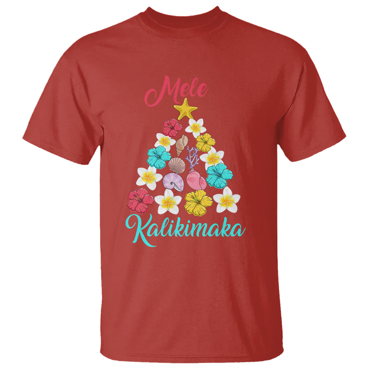 Tropical Island Hawaii Flowers Christmas Tree Mele Kalikimaka T Shirt - Wonder Print Shop