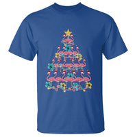 Cute Pink Flamingo Christmas Tree with Hibiscus Merry Xmas T Shirt - Wonder Print Shop