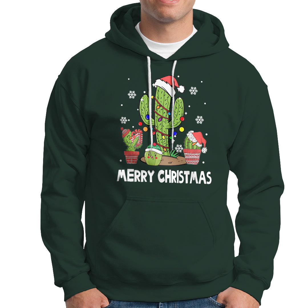 Merry Xmas In Arizona US State Funny Saguaro Cactus Christmas Tree Hoodie - Wonder Print Shop