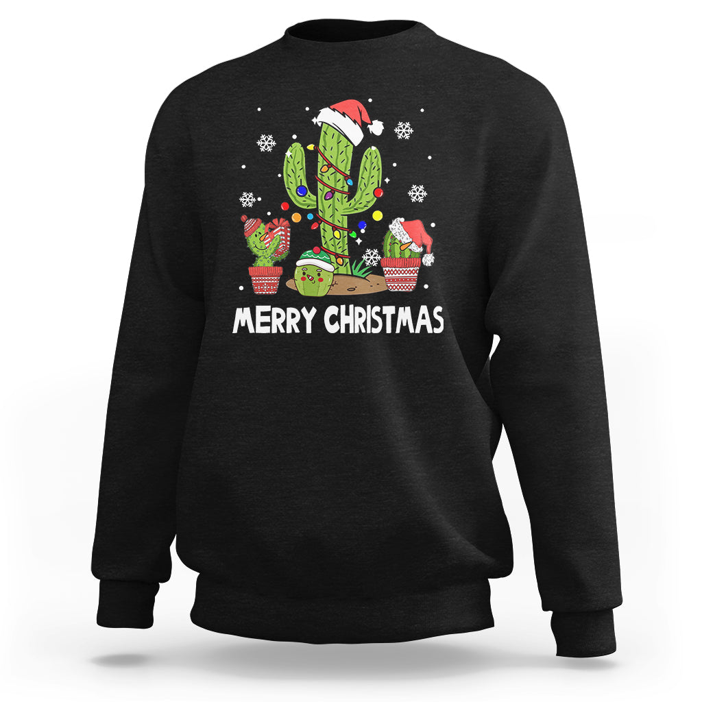 Merry Xmas In Arizona US State Funny Saguaro Cactus Christmas Tree Sweatshirt - Wonder Print Shop