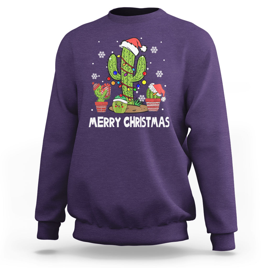 Merry Xmas In Arizona US State Funny Saguaro Cactus Christmas Tree Sweatshirt - Wonder Print Shop