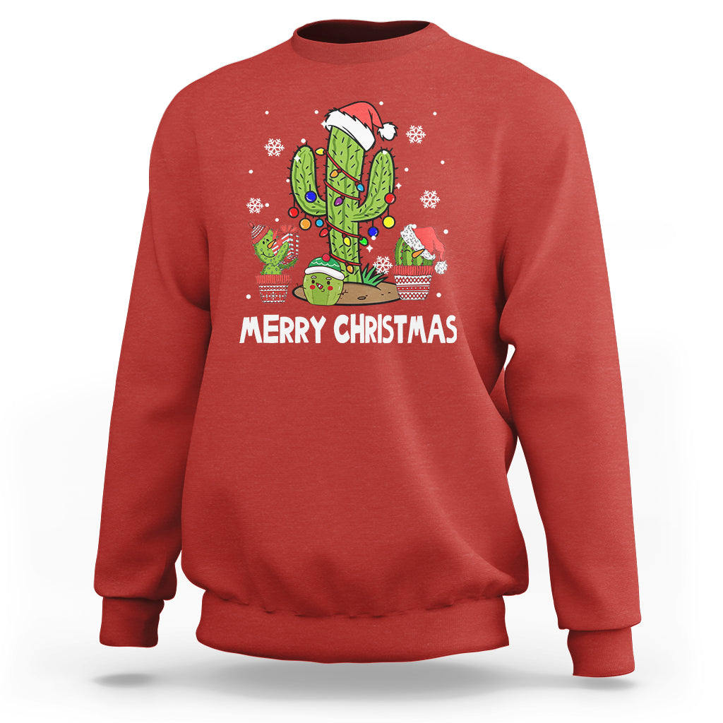 Merry Xmas In Arizona US State Funny Saguaro Cactus Christmas Tree Sweatshirt - Wonder Print Shop