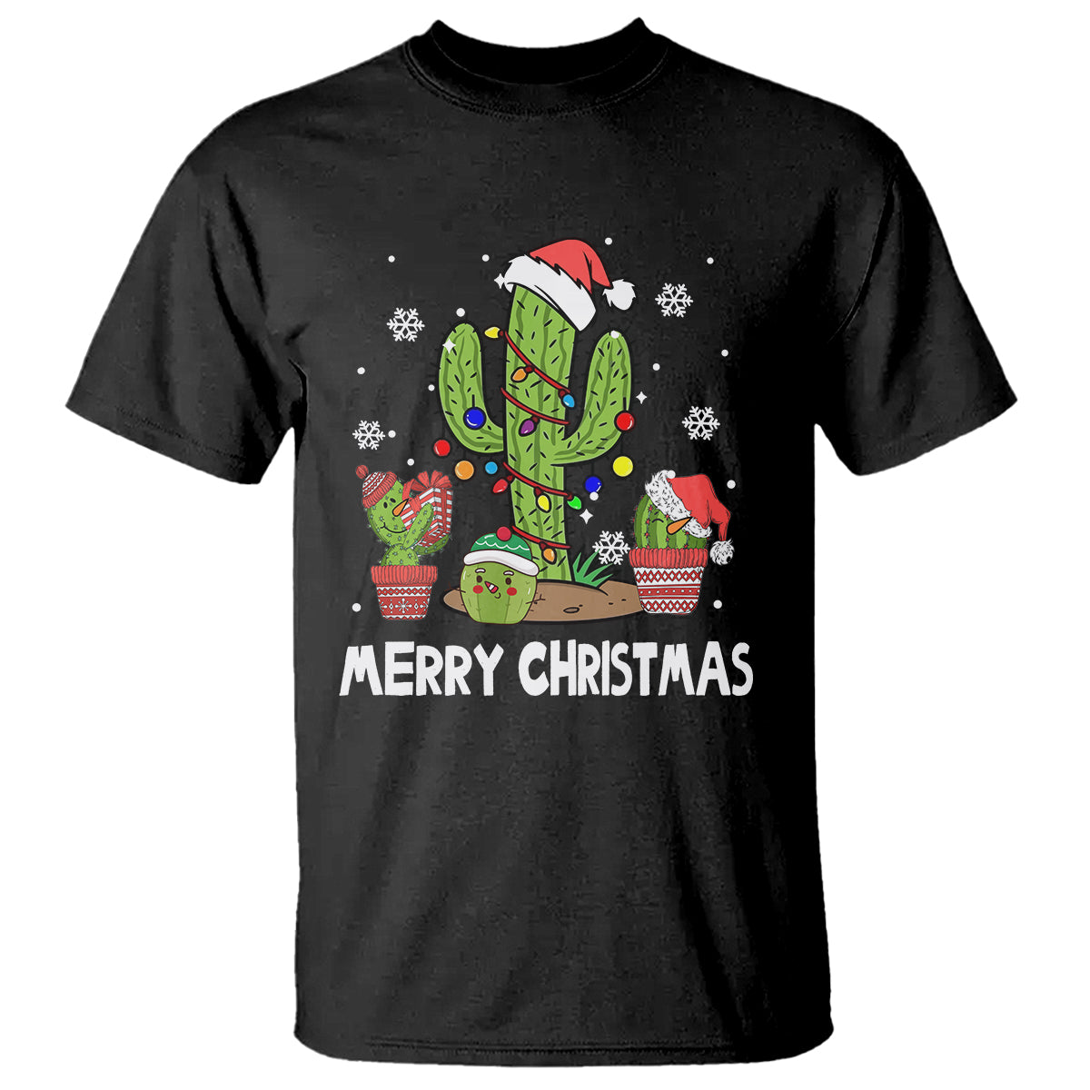 Merry Xmas In Arizona US State Funny Saguaro Cactus Christmas Tree T Shirt - Wonder Print Shop