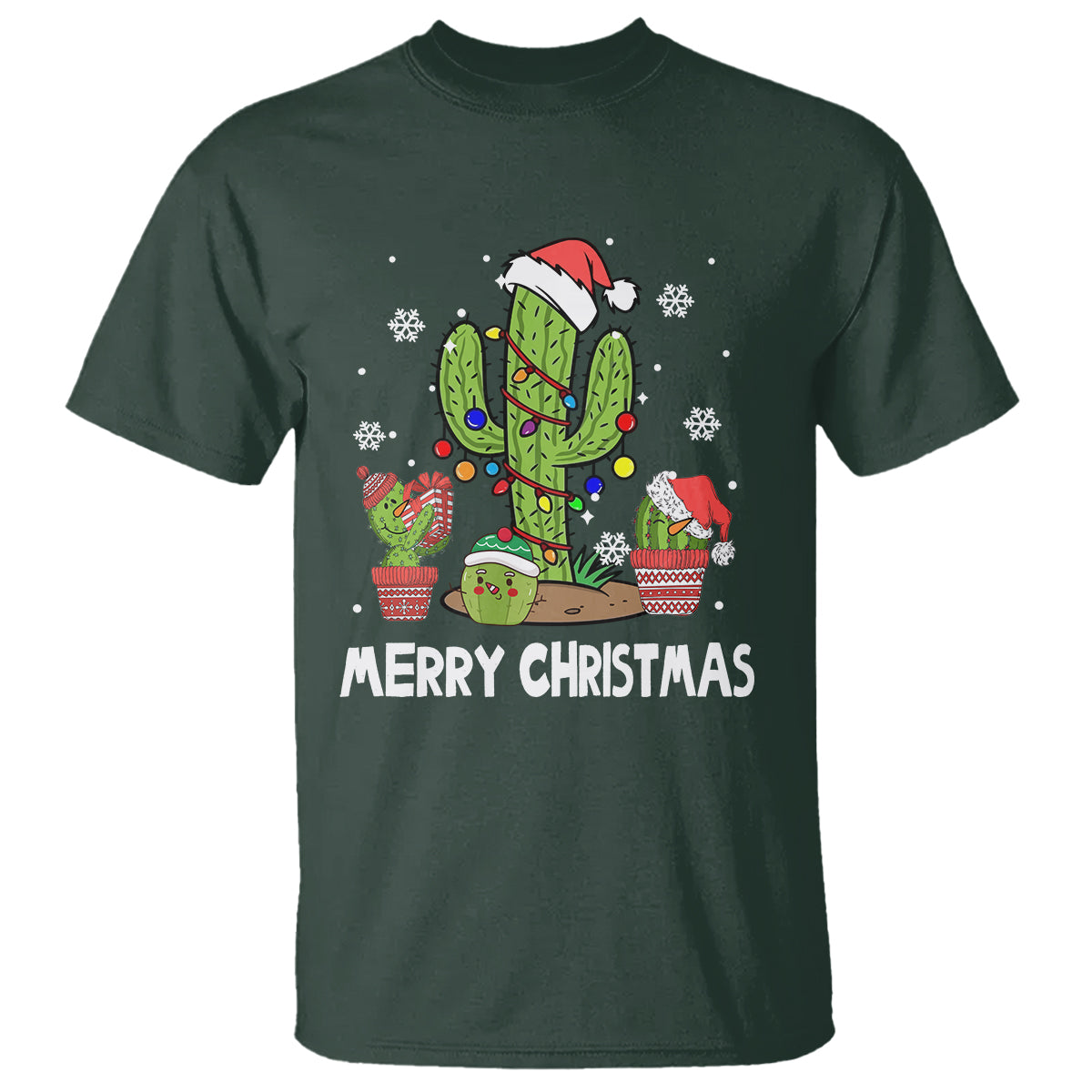 Merry Xmas In Arizona US State Funny Saguaro Cactus Christmas Tree T Shirt - Wonder Print Shop