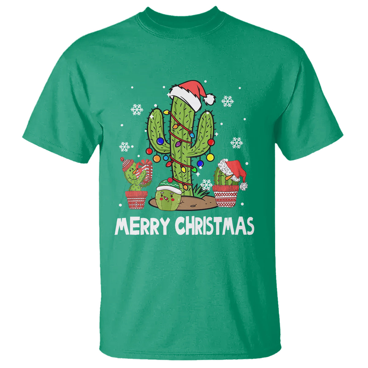 Merry Xmas In Arizona US State Funny Saguaro Cactus Christmas Tree T Shirt - Wonder Print Shop
